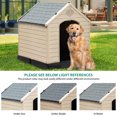 thumbnail image 2 of Dextrus Large Plastic Dog House Outdoor Indoor Doghouse Puppy Shelter Water Resistant Easy Assembly Sturdy Dog Kennel with Air Vents and Elevated Floor (41''L*38''W*39''H, Gray+Brown), 2 of 8