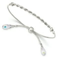 thumbnail image 1 of Sterling Silver Swarovski Crystal Tassel Adjustable Bracelet (Weight: 9.57 Grams, Length: Inches), 1 of 2
