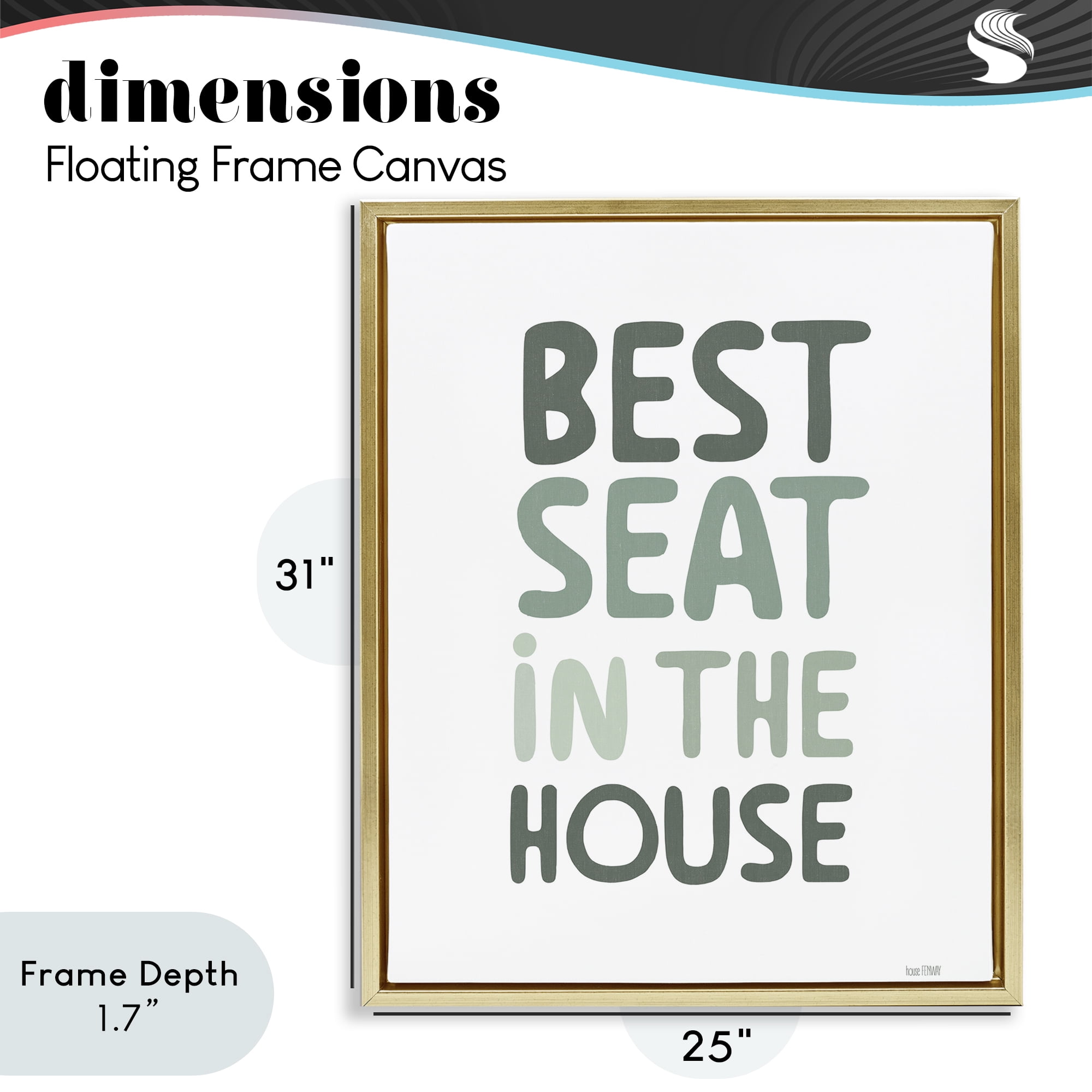 Stupell Industries Green Best Seat in House Gold Framed Floater Canvas Wall Art, design by House Fenway