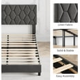 thumbnail image 4 of OUYAWEI Cadre de Lit Format Simple avec Tête de Lit, Cadre de Lit Plateforme Robuste avec Lattes de Bois Solides, Base de Matelas Rembourrée Sans Sommier Requis, Gris Pâle, 4 of 7