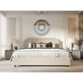 thumbnail image 2 of BONSOIR QUEEN Size Bed Frame Upholstered Low Profile Traditional Platform with Tufted and Nail Headboard/No Box Spring Needed/No Bed Skirt Needed/Linen Fabric Upholstery/Color of Sand, 2 of 7