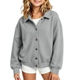 thumbnail image 6 of Wilark Girls Sweatshirts Cardigan Long Sleeve Collared Casual Fashion Kids Fall Jackets with Pockets Gray 6, 6 of 7