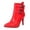 Red, variant on Womens Ankle Boots Retro Wingtip Pointed Toe Kitten Heels Trendy Buckle Straps Side Zip up Short Booties Elegant Stilettos Dress Shoes