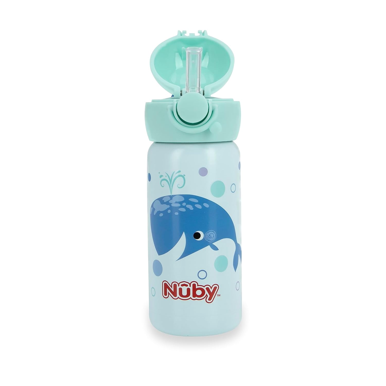 Nuby Thirsty Kids No-Spill Flip-It Active Stainless Steel Sippy Cup, 14 Oz, 18+ Months