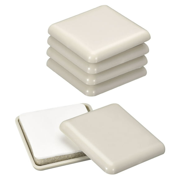 Uxcell Furniture Sliders, 1.57" Plastic Self-adhesive Square Sliding Pads Chair Glides 12Pcs