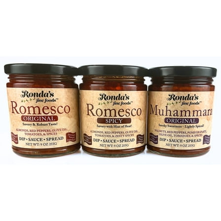Romesco, Spicy Romesco, Muhammara Variety Pack 3ct 9.0oz