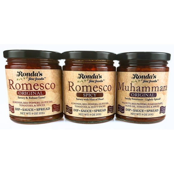 Romesco, Spicy Romesco, Muhammara Variety Pack 3ct 9.0oz