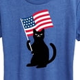 thumbnail image 3 of Instant Message - Black Cat With Flag - Women's Short Sleeve Graphic T-Shirt, 3 of 6