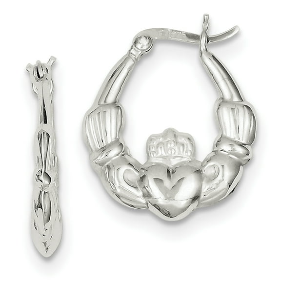 Primal Silver Sterling Silver Claddagh Hoop Earrings