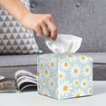 thumbnail image 6 of Lsque Daisies Flowers Printed Tissue Box Cover Holder, Facial Paper Organizer Dispenser,Square with Bottom Belt, PVC Leather Decorative Organizer, 6 of 8