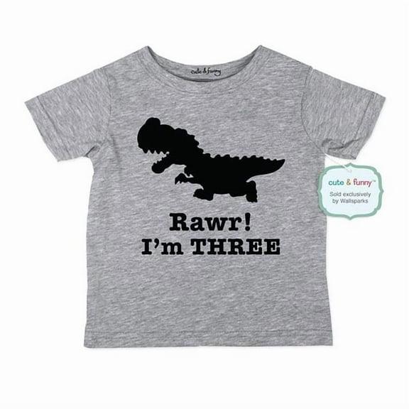 Rawr! I'm THREE - T rex dinosaur party 3rd Third Birthday Toddler Shirt by cute & funny