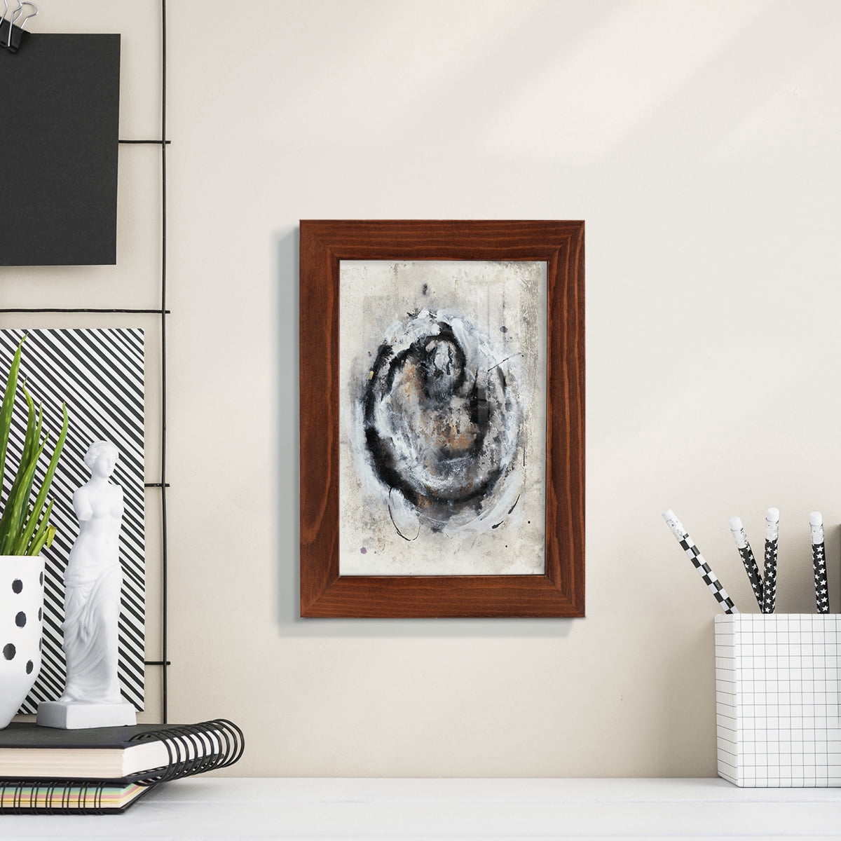 Circular Energy III -Framed Print w/glass-Chestnut
