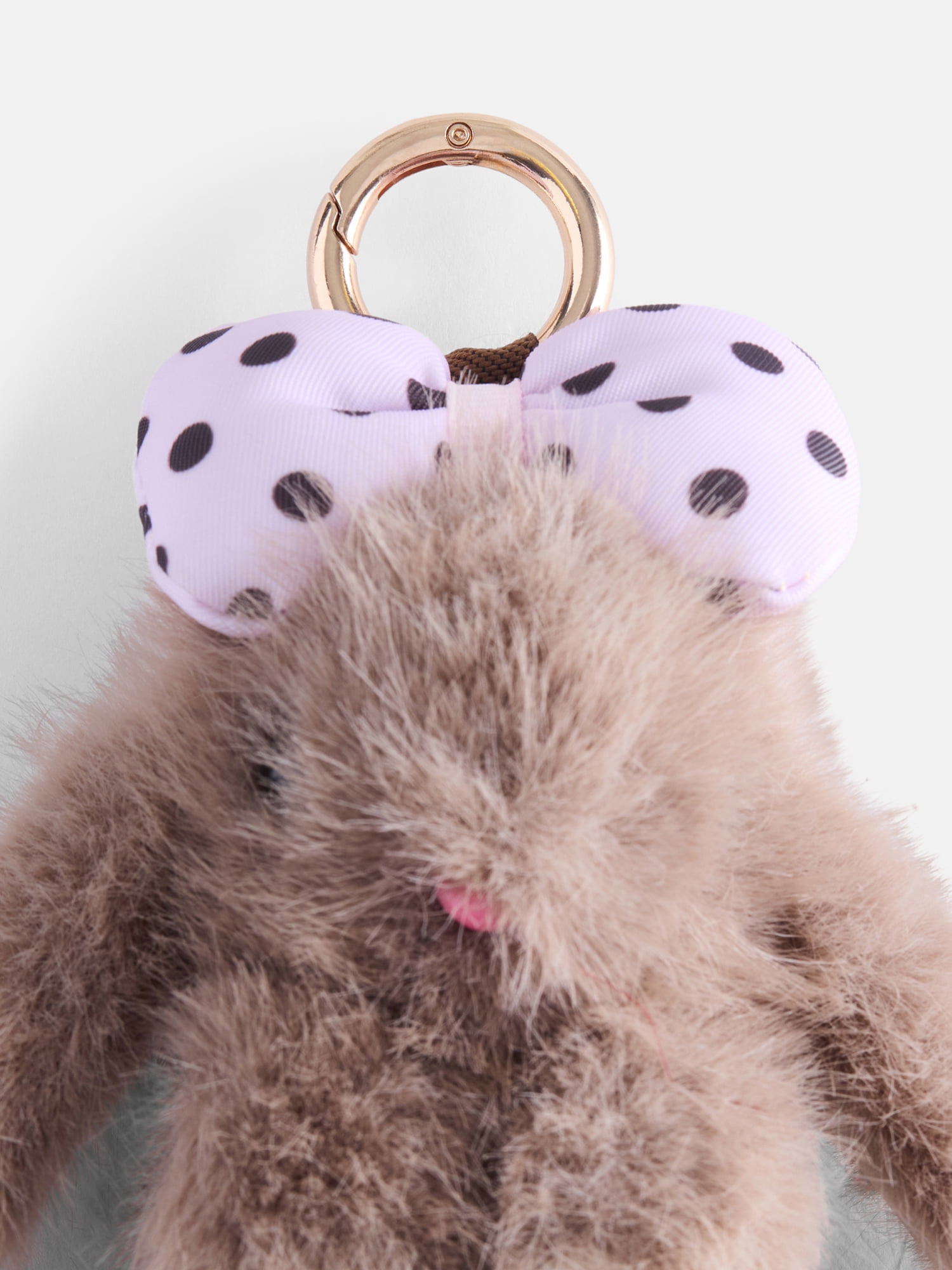 Weekend Academy Girls Bag Charm, Tan Bunny with Bow