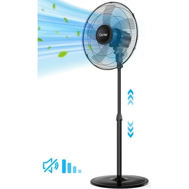 16" Oscillating Pedestal Fan, 3-Speeds Stand up Fan with Adjustable Height and Tilt, Less Noise Cooling Fan for Home Office Room Bedroom, Black