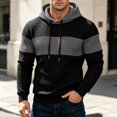 thumbnail image 3 of qafoshin Mens Color Block Hoodies Fashion Long Sleeve Hooded Sweatshirts Fall Winter Casual Loose Pullover Tops with Pocket, 3 of 6