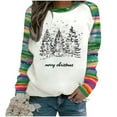 thumbnail image 2 of LEKWK Women's Christmas Sweatshirts Xmas Tree Graphic Tops Raglan Long Sleeve Crew Neck Oversized Shirts Cute Funny Holiday Blouses Going Out Clothes Winter Fashion Outfits, 2 of 5