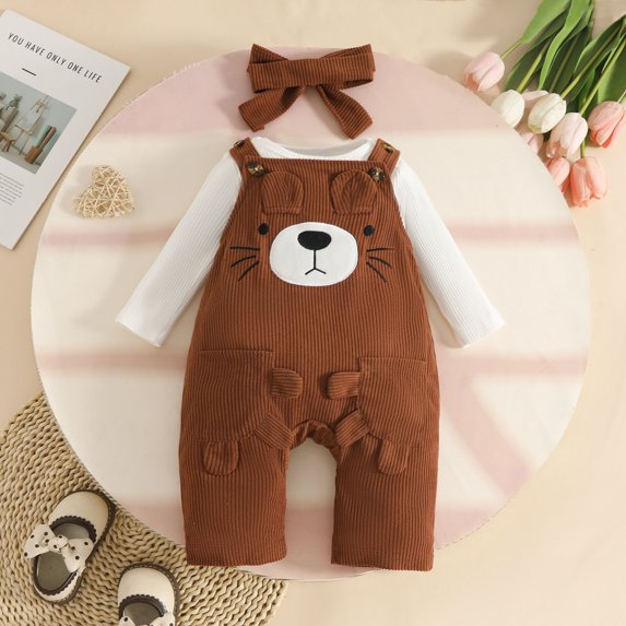 eczipvz Toddler Boy Girl Soft Corduroy Suspender Pants Baby Bib Overalls Infant Adjustable Button Romper Size 0-3 Months