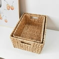 thumbnail image 2 of Shoreew 1/2Pcs Hand-Woven Storage Baskets with Handles Strong Load-bearing Large Capacity Stackable Water Hyacinth Wicker Basket, 2 of 7