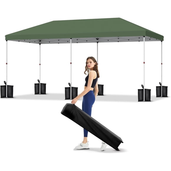 Ourlova 10x10FT Pop Up Canopy Tent, Outdoor Waterproof UV Shelter with Adjustable Height, Wheeled Bag, Complete Kit