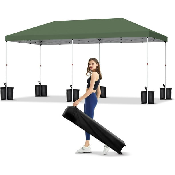 Carpa Plegable Pop-Up de 10x10 pies, Tienda Exterior Impermeable con Protección UV, Altura Ajustable, Montaje Instantáneo, Bolsa con Ruedas y Kit Completo