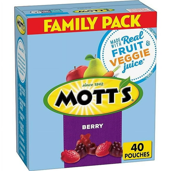 1x Mott's Fruit Flavored Snacks, Berry, Gluten Free Snack, Family Pack, 40 Ct, 32 oz