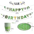 thumbnail image 2 of Vajilla para fiesta de cumpleaños de fútbol Banner de feliz cumpleaños 16 vasos de papel, 16 platos de papel, 20 pajitas, 24 adornos para tartas, 24 espirales Accesorios para fiestas de cumpleaños, 2 of 5