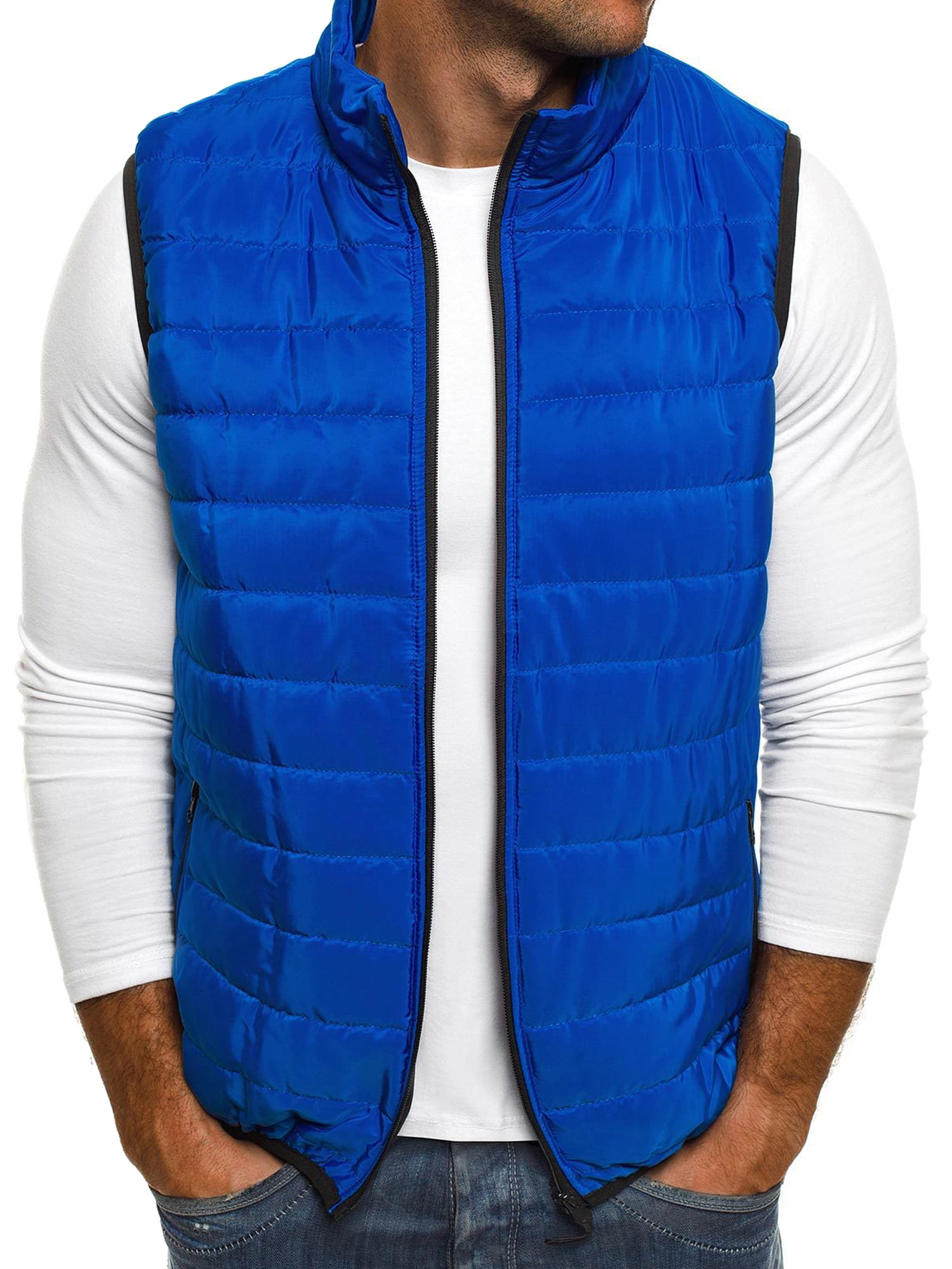 Frontwalk Mens Casual Quilted Puffer Vest Sleeveless Stand Collar ...