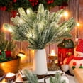 thumbnail image 2 of Dalrosia 20PCS Christmas Snow Frosted Pine Branches Artificial Faux Fake Christmas Picks and Sprays White Tree Filler Branches Flocked Pine Needles Sprigs Stem for Wreath Garland Decorations Craft, 2 of 7