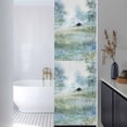 thumbnail image 3 of Spring Grey Green Window Privacy Film, Country Oil Painting Cabin Flowers Trees Static Cling UV Sun Blocking Heat Control Window Tint Day and Night, Non-Adhesive One Way Privacy Cover 17.7''x78.7'', 3 of 7