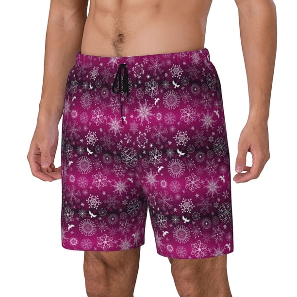 Fotbe Snowflakes And Christmas Traje de Baño para Hombre – Shorts de Natación de Secado Rápido con Forro y Bolsillos-Medium
