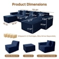 thumbnail image 5 of SEENYOO 133" Cloud Couch, Blue Modular Sectional Sofa with 2 Ottomans, Corduroy Deep Seat for Living Room, No Assembly Required, 5 of 13