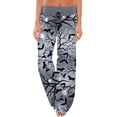 thumbnail image 2 of Women Pajamas Pants Halloween Pumpkin Print Wide Leg Drawstring Palazzo Lounge Pants Holiday Party Sleepwear Outfit Bottoms, 2 of 5