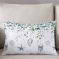thumbnail image 3 of Green Coastal Throw Pillow Covers, Summer Eucalyptus Leaves Beach Ocean Starfish Conch Soft Breathable Pillow Cases with Zipper, King Size Pillowcases for Couch Bed Sofa Chair 20x36 Inches, 3 of 6