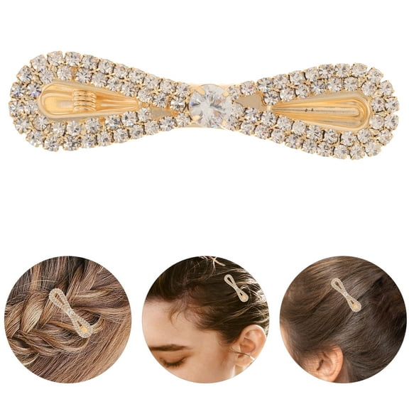 HEMOTON Rhinestone Hair Clips Shiny Bow Hair Accessories Fancy Snap Hair Clips for Women Bling Bow Hair Ornaments Clip