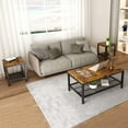 thumbnail image 6 of AWQM Coffee Table Set for Living Room, Industrial Style Coffee Table 3 Piece Set with 2 Square Side Tables, Coffee Table with Storage Shelf for Apartment, Living Room, Office. Rustic Brown, 6 of 8