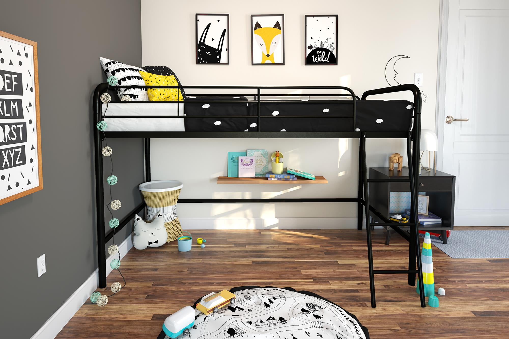 DHP Jaxon Twin/Full Kids Bunk Bed With Ladder, Storage Drawers