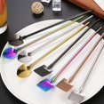 thumbnail image 3 of Stainless Steel Shovel Shape Straw Spoons, 2-in-1 Drinking Straws Stirring Spoon for Coffee Cocktail Ice Cream(Point,Silver), 3 of 5