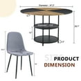 thumbnail image 4 of Modern Dining Table Set for 4 - 47.3" Round Wood Table w/ Storage & 4 Light Gray Chairs - Linen Seats, Metal Legs - Perfect for Kitchen/Dining Room, 4 of 27