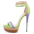 thumbnail image 2 of FSJ Women Open Toe Platform Stiletto High Heels Ankle Strap Double Buckle Sandals Sexy Party Formal Shoes Size 9 Multi-Green, 2 of 4