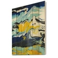 thumbnail image 2 of Designart 'Abstract Marble Composition In Blue and Yellow II' Modern Print on Natural Pine Wood, 2 of 5