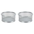 thumbnail image 5 of 2-Pack Ventilated Metal Mesh Storage Cup with Sturdy Wire Design, Paper Clip Holder for Office Supplies Pins, Modern Desk Organizer Caddy for Desktop Tidying Home Campus, Silver, By Cosmug, 5 of 6