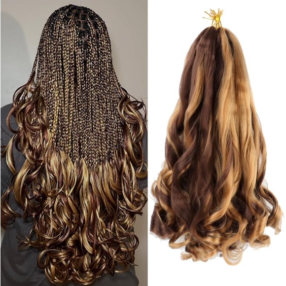 shiyou-French Curly Braiding Hair 18 Inch 5 Packs French Curl Braids Pre Stretched Bouncy Braiding Loose Wavy Braid Synthetic Hair Extensions For Women (P27/33, 18inch)