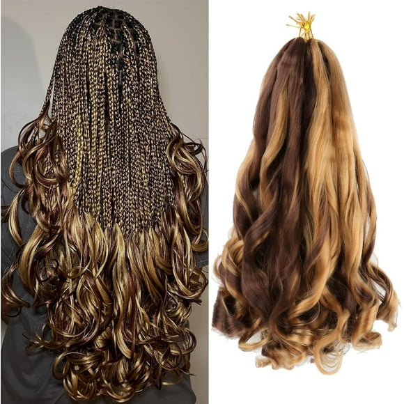 shiyou-French Curly Braiding Hair 18 Inch 5 Packs French Curl Braids Pre Stretched Bouncy Braiding Loose Wavy Braid Synthetic Hair Extensions For Women (P27/33, 18inch)