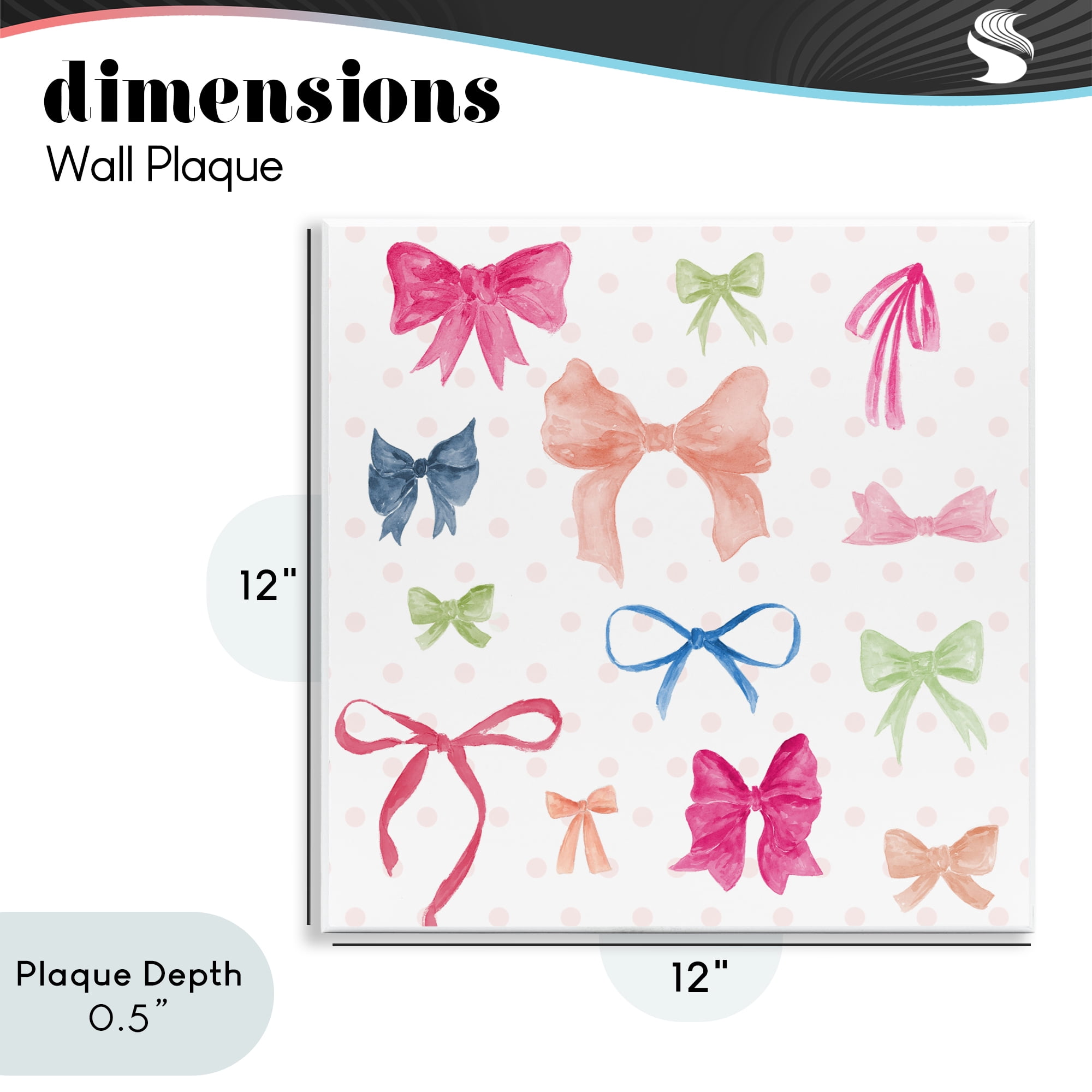 Stupell Industries Colored Bows on Plaid Wall Plaque Art, design by Lucille Price