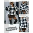 thumbnail image 7 of Xuanfei Women Plaid Lapel Collar Zip Up With Pockets Long Sleeve Fleece Sweatshirt, 7 of 7