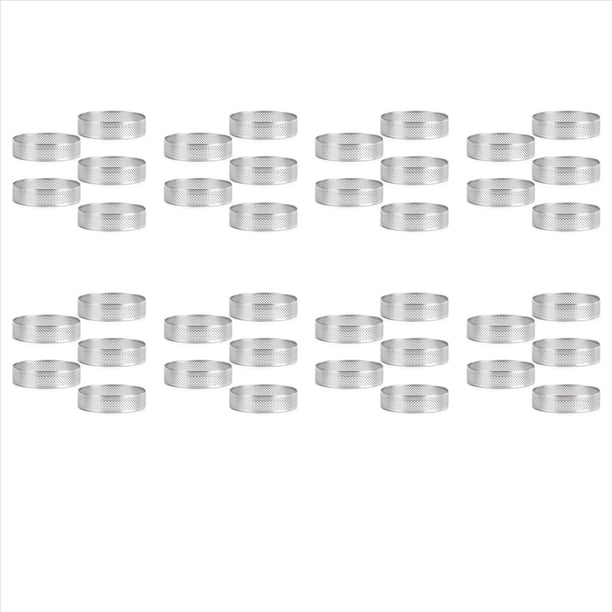Anillo de Tarta Perforado de Acero Inoxidable, Anillo de Mousse de Pastel Perforado de 40 Piezas de 5 Cm, Anillos de Tarta Redondos de Bricolaje para Hornear Anillo de Postre