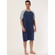 thumbnail image 3 of Camisón para hombre Ropa de dormir Mangas raglán Comfy Lounge Pijamas suaves Camisa de dormir suelta Camisón Azul marino Gris claro L, 3 of 6