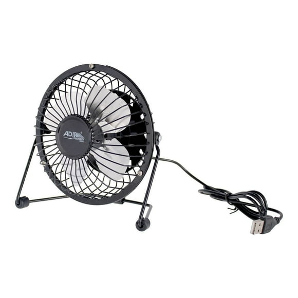 Mini Ventilador USB 4 Pulgadas Adir 12391 - Metálico, Silencioso y Ajustable 360° - Para Escritorio, Laptop y Oficina