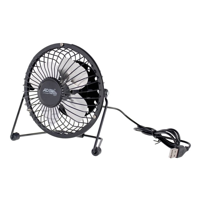 Mini Ventilador USB 4 Pulgadas Adir 12391 - Metálico, Silencioso y Ajustable 360° - Para Escritorio, Laptop y Oficina