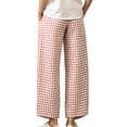 thumbnail image 4 of Utoimkio Women's Gingham Capri Pants Button High Waist Wide Leg Plaid Cropped Trousers with Side Pockets for Summer Daily Walking, 4 of 8